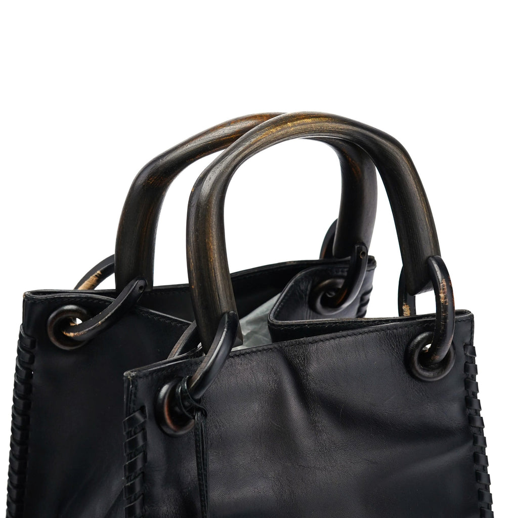 2002 Black Calfskin Wood Handle Bag