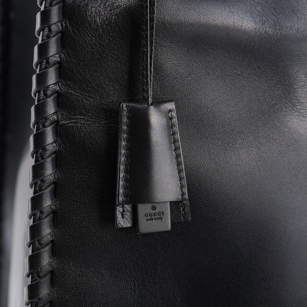 2002 Black Calfskin Wood Handle Bag