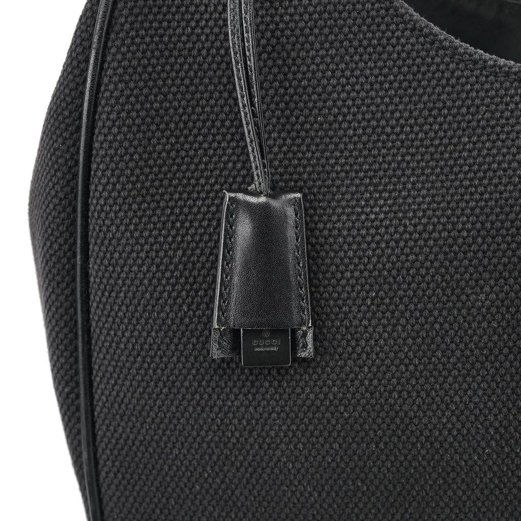 2002 Black Canvas Wood Handle Shoulder Bag