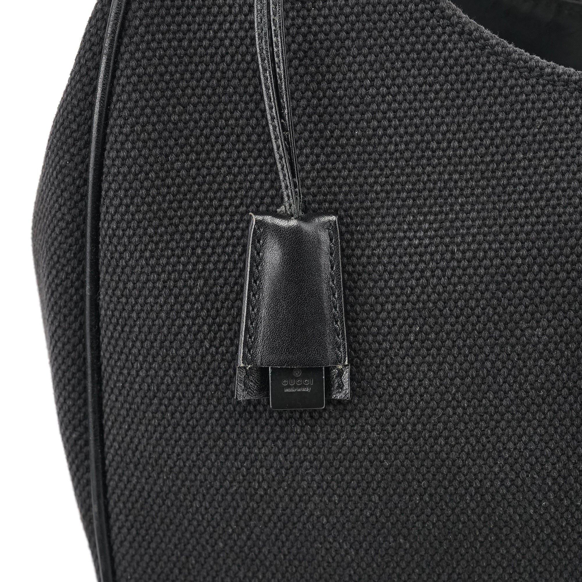 2002 Black Canvas Wood Handle Shoulder Bag