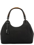 2002 Black Canvas Wood Handle Shoulder Bag