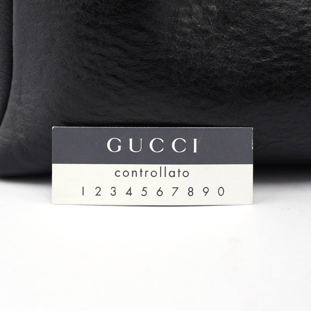 2002 Black Leather Runway Wood Handle Bag