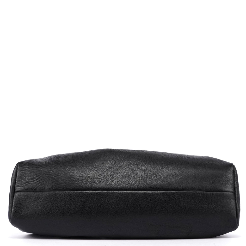 2002 Black Leather Runway Wood Handle Bag