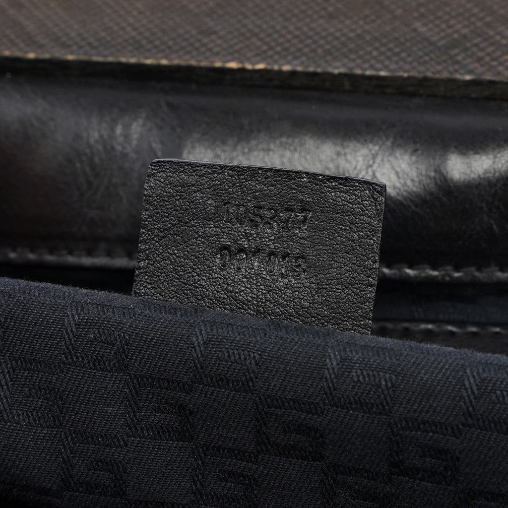 2002 Black Leather Runway Wood Handle Bag