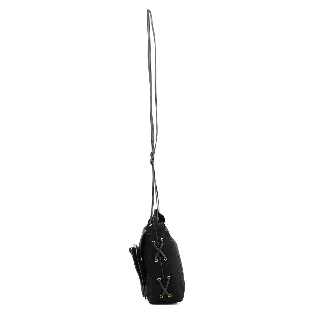 2002 Black Suede Heart Crossbody Bag