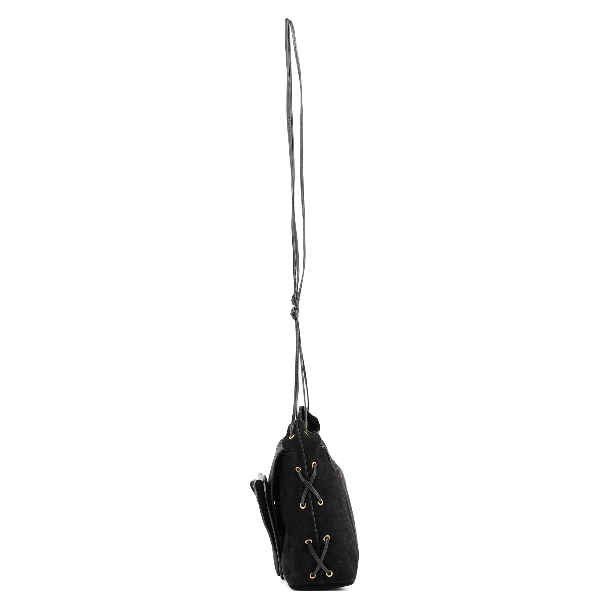 2002 Black Suede Heart Crossbody Bag