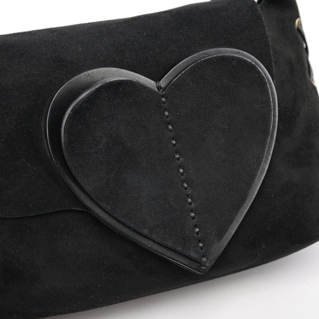 2002 Black Suede Heart Crossbody Bag