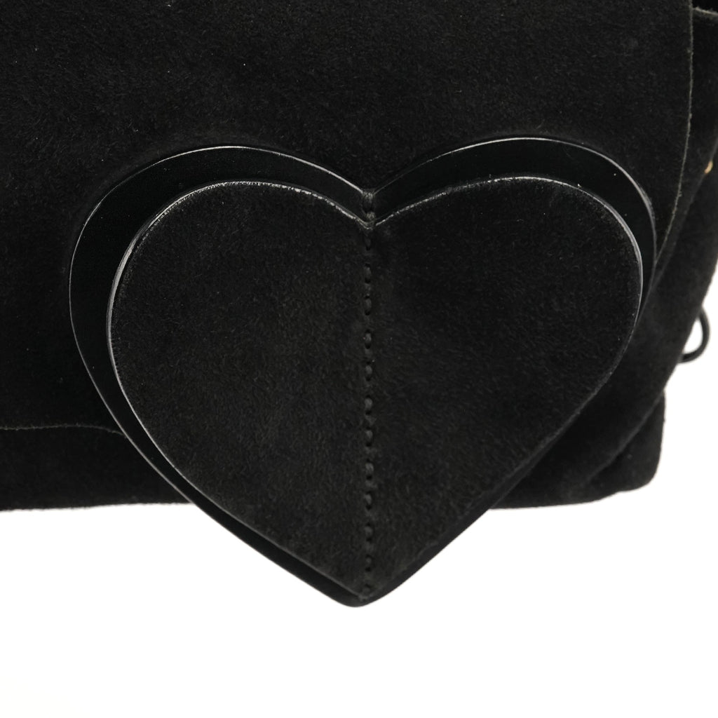 2002 Black Suede Heart Crossbody Bag