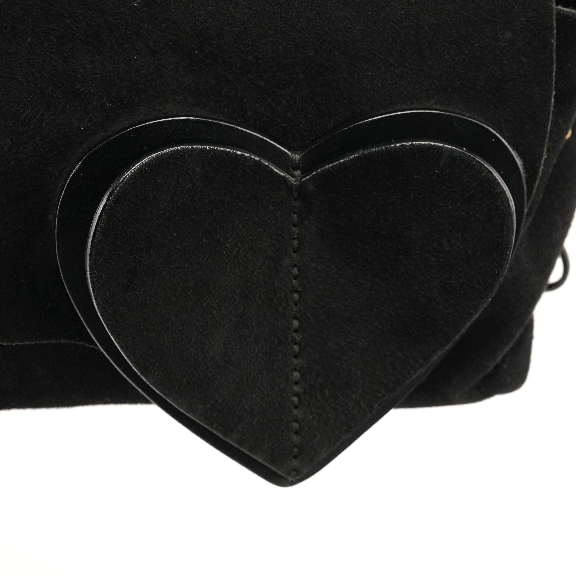 2002 Black Suede Heart Crossbody Bag