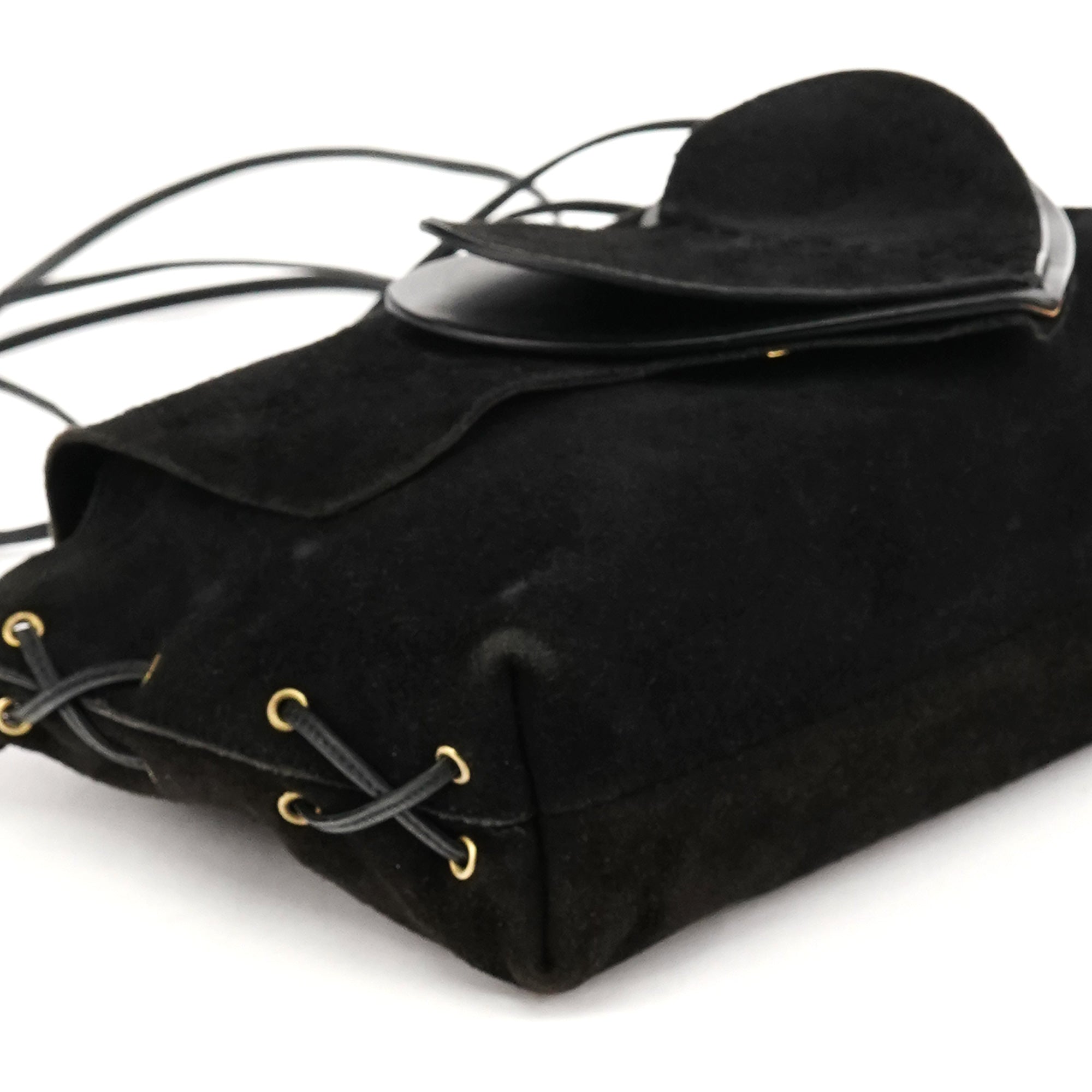 2002 Black Suede Heart Crossbody Bag