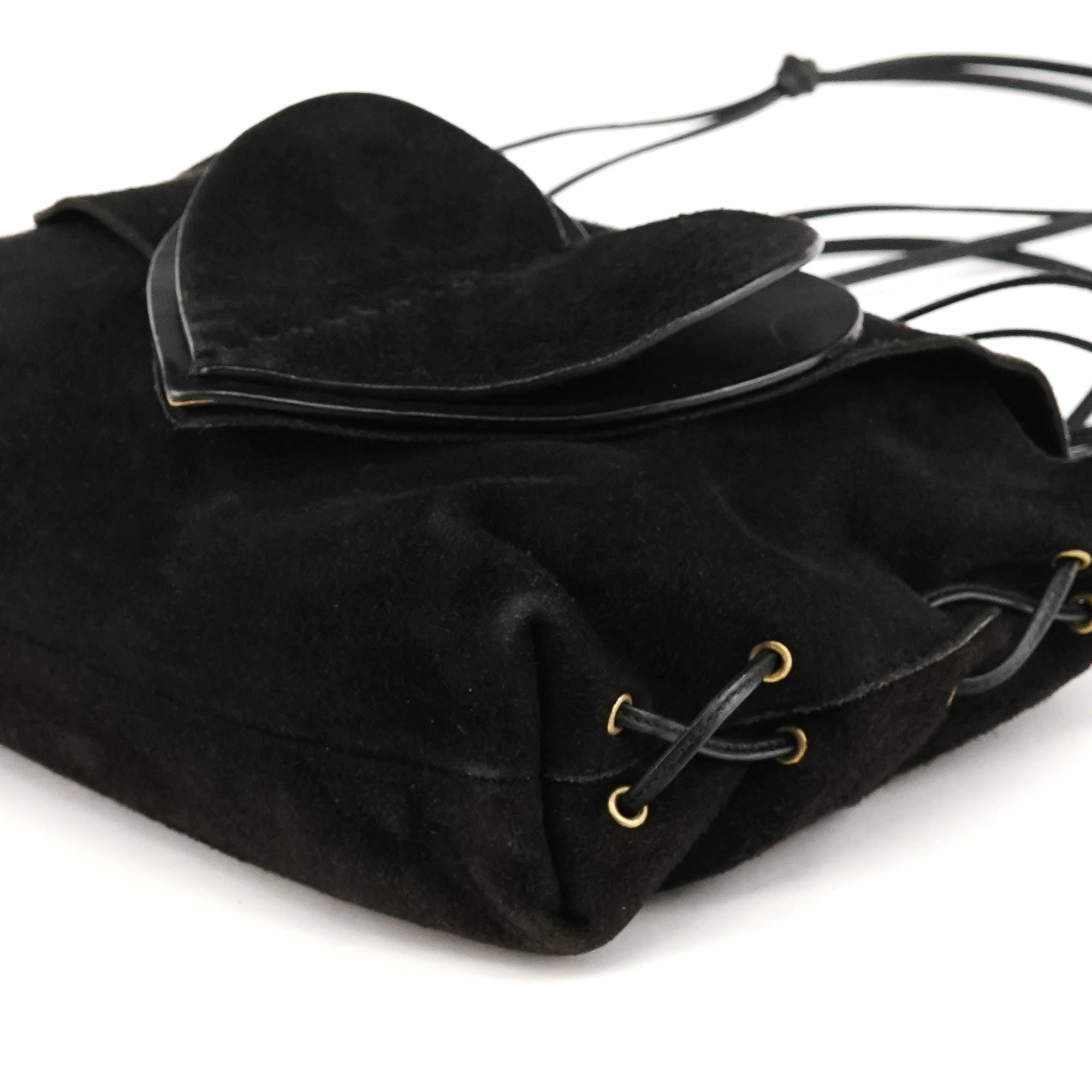 2002 Black Suede Heart Crossbody Bag