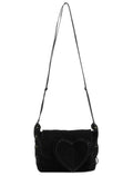 2002 Black Suede Heart Crossbody Bag