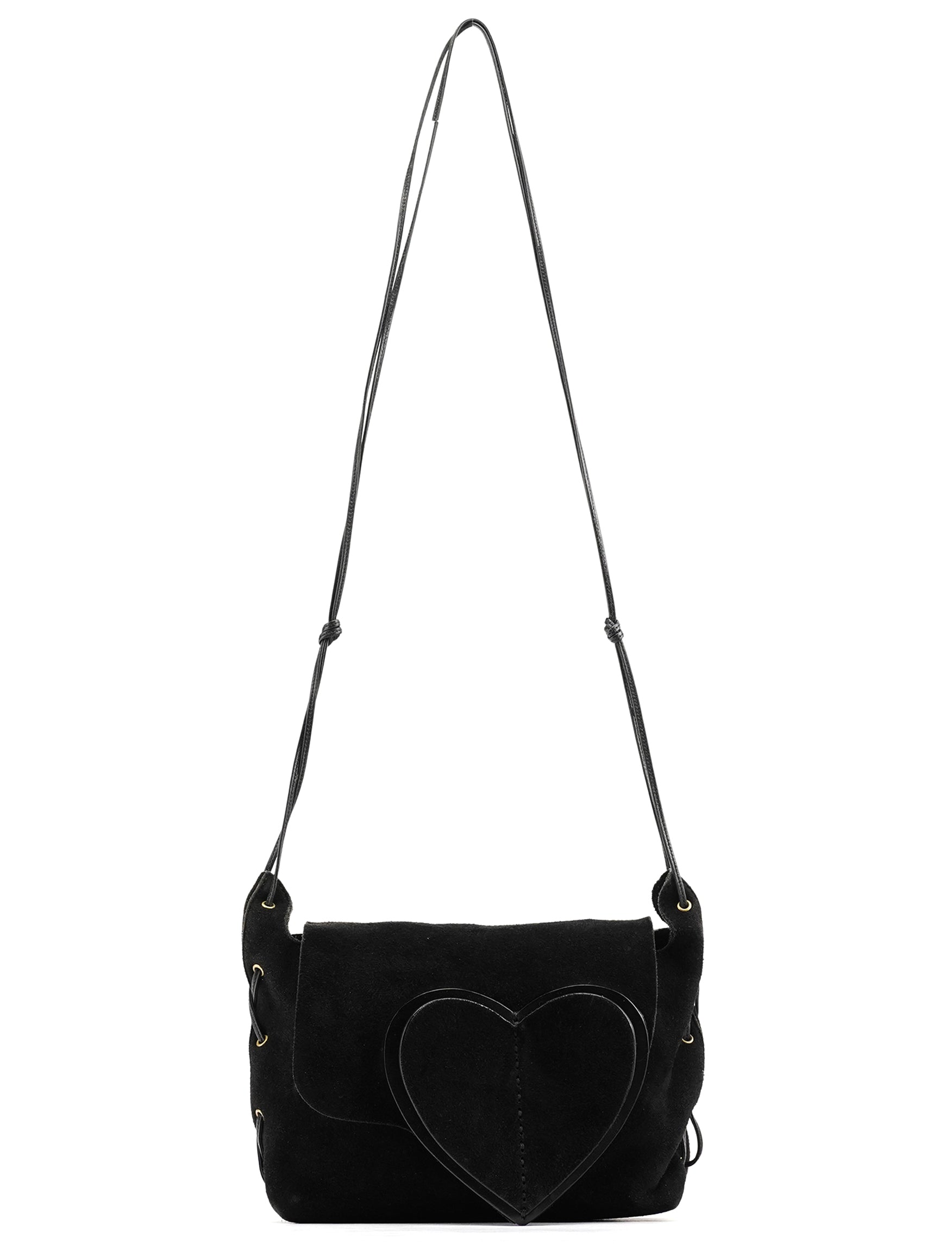 2002 Black Suede Heart Crossbody Bag