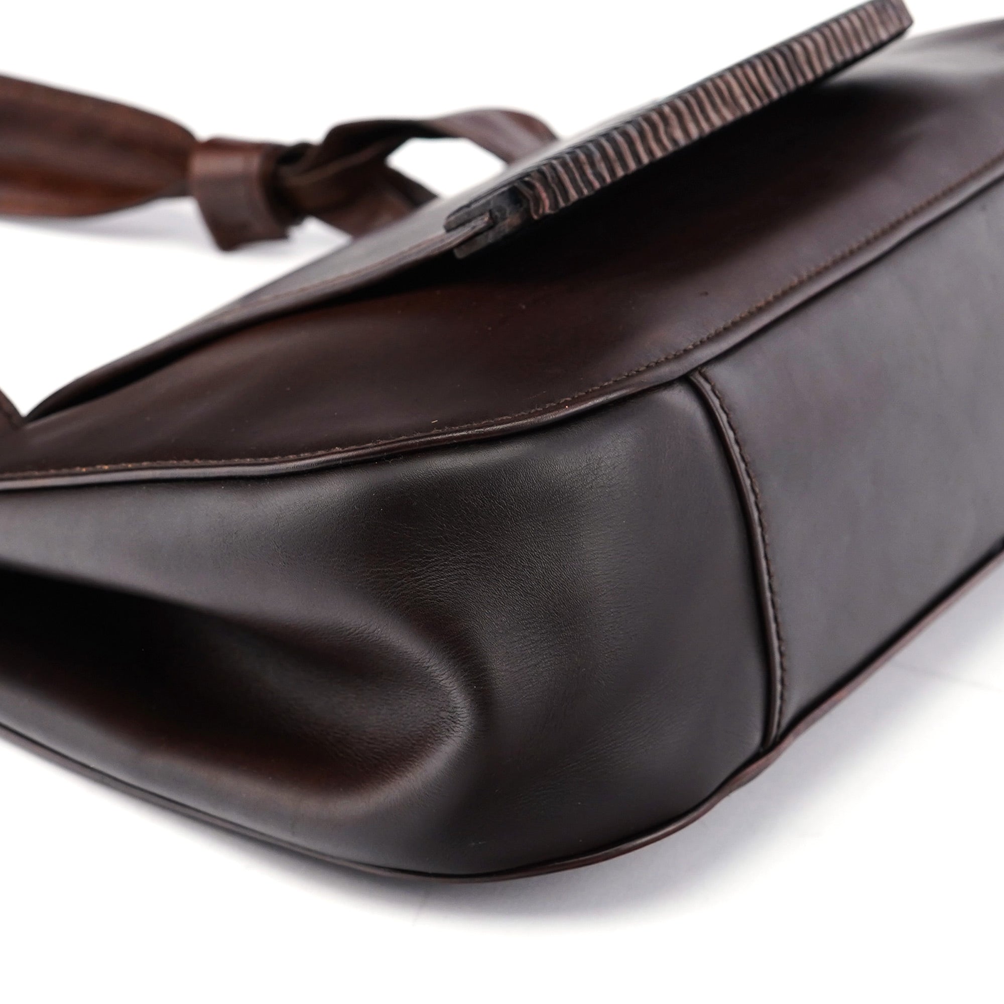 2002 Brown Calfskin Flap Shoulder Bag
