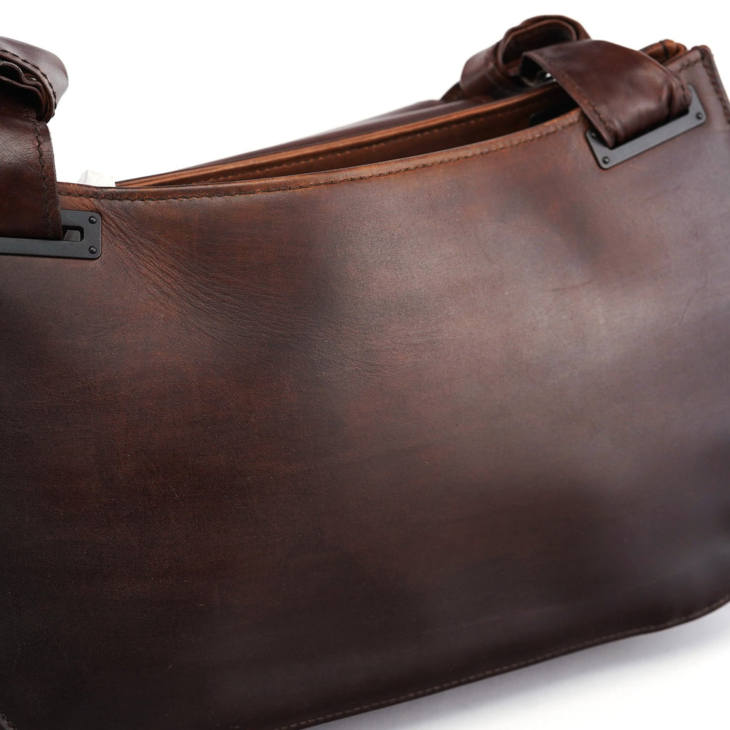 2002 Brown Calfskin Flap Shoulder Bag