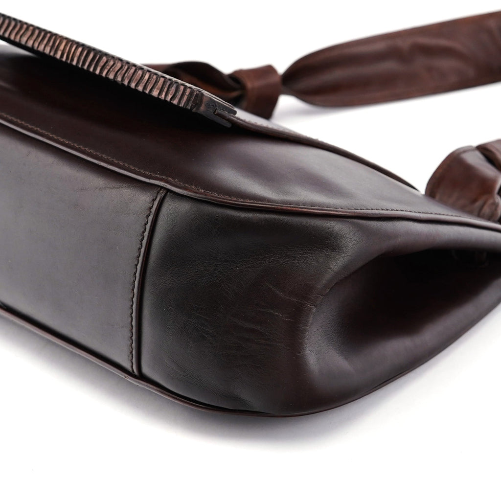 2002 Brown Calfskin Flap Shoulder Bag