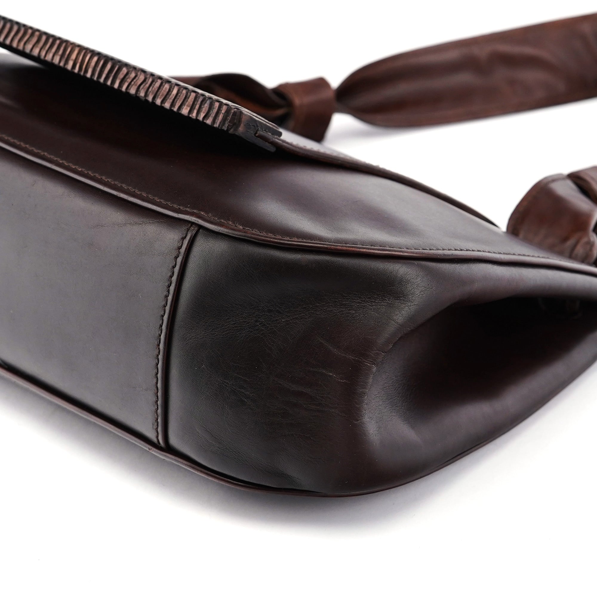 2002 Brown Calfskin Flap Shoulder Bag