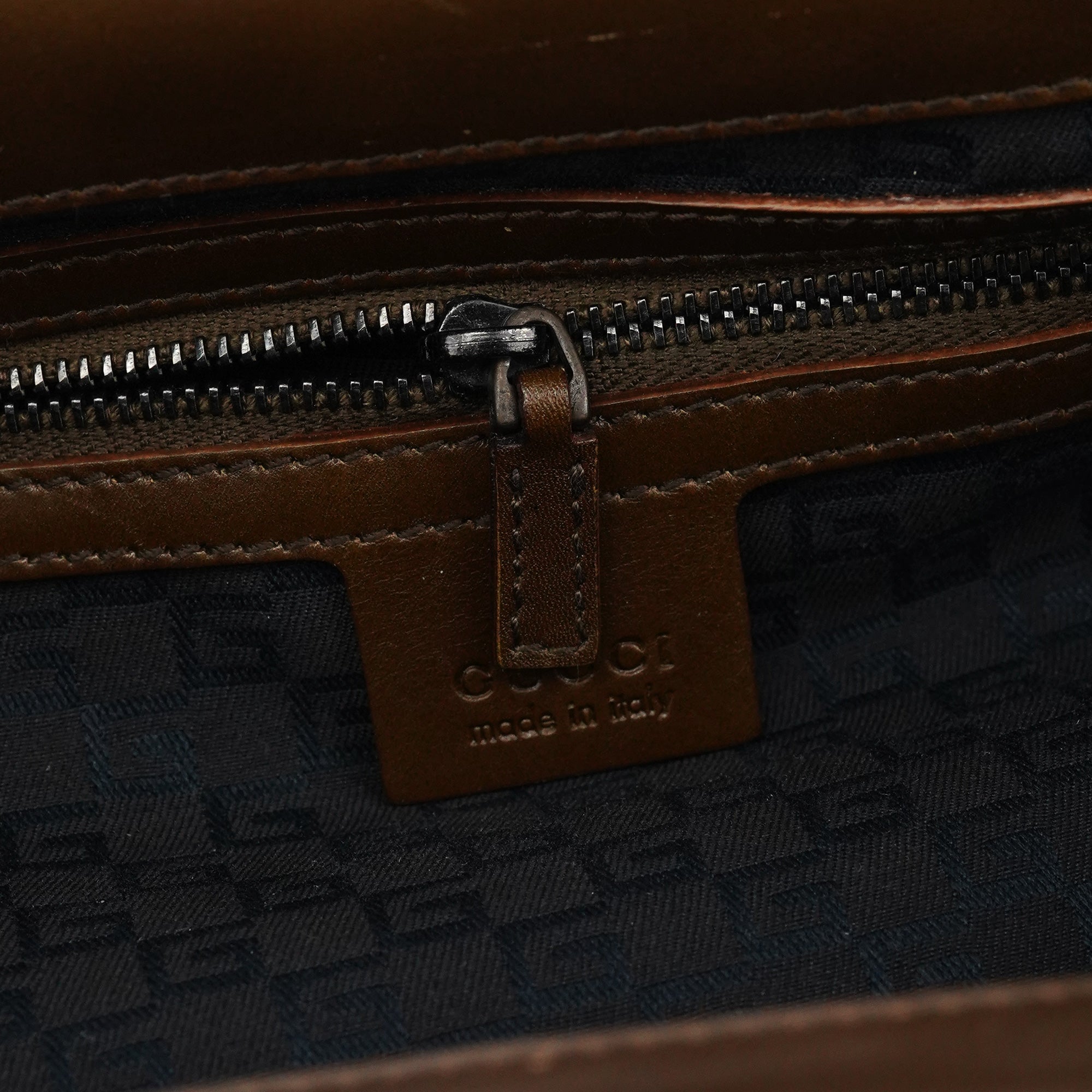 2002 Brown Leather Wood Handle Bag