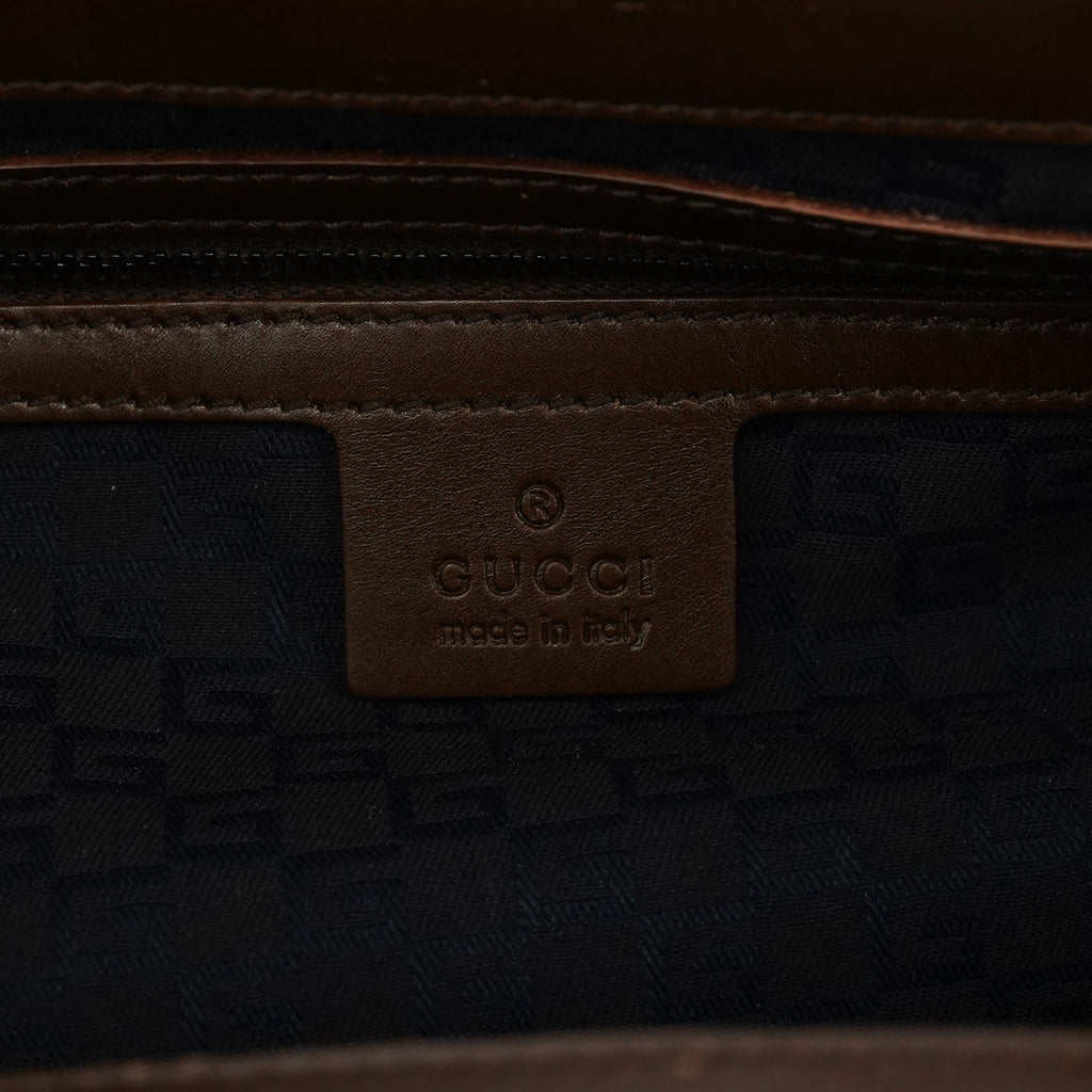 2002 Brown Leather Wood Handle Bag