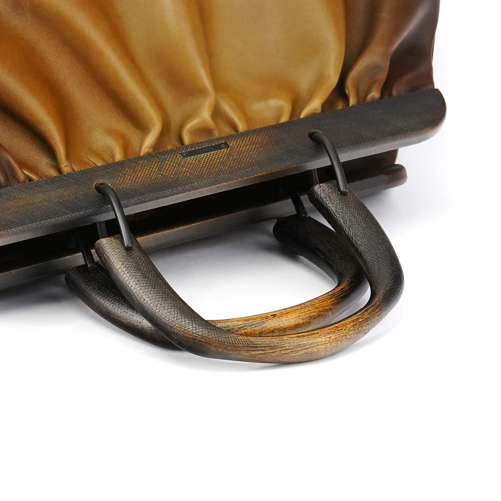 2002 Brown Leather Wood Handle Bag