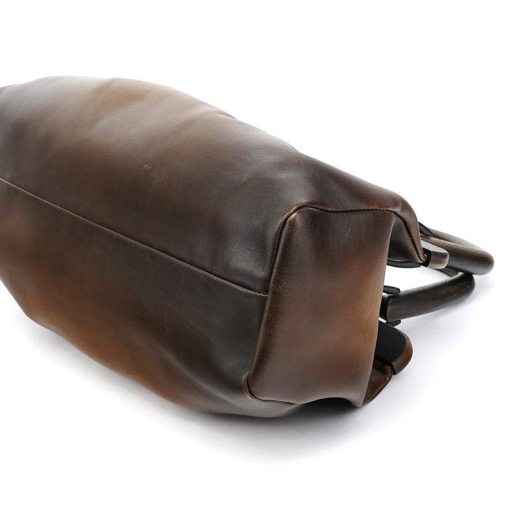2002 Brown Leather Wood Handle Bag