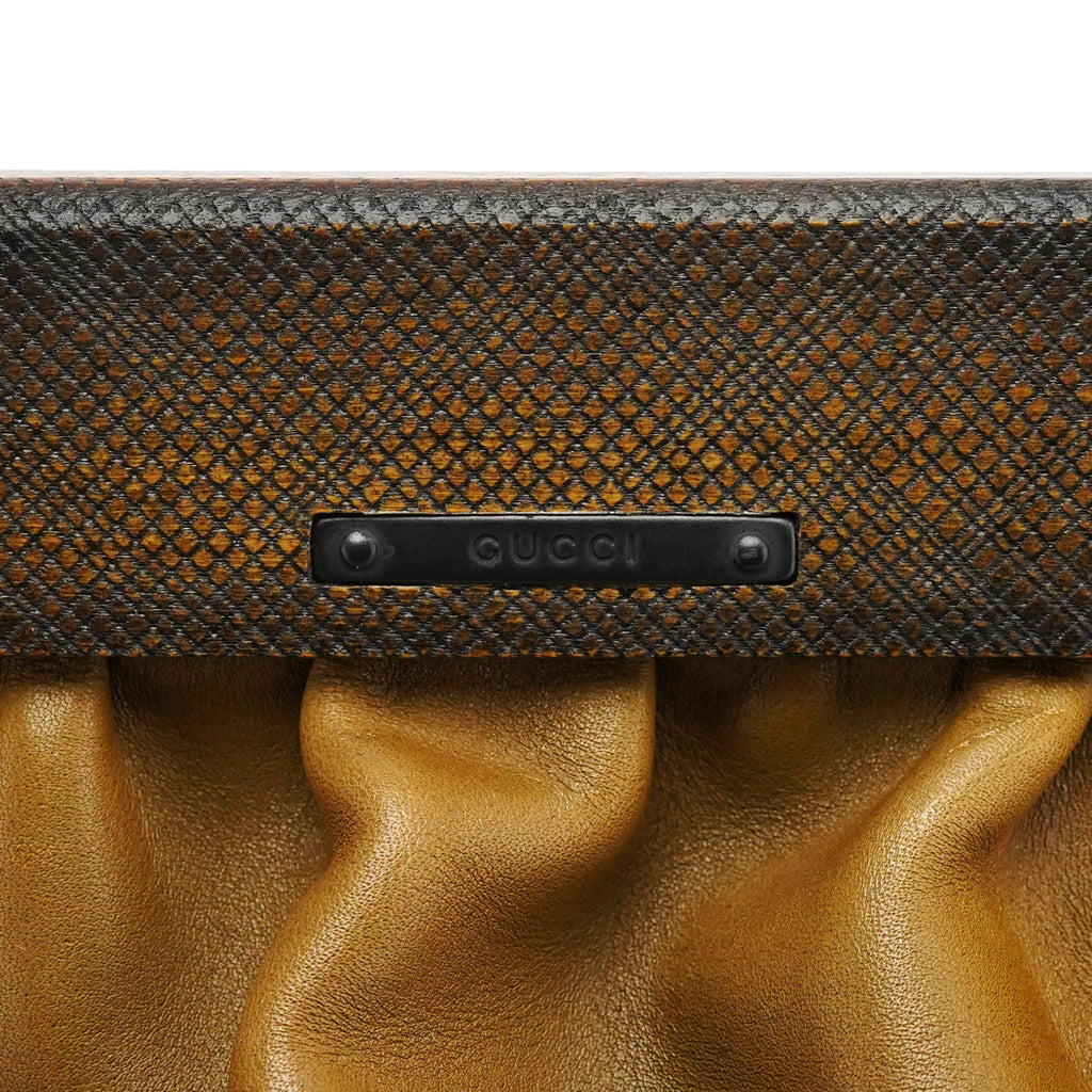 2002 Brown Leather Wood Handle Bag