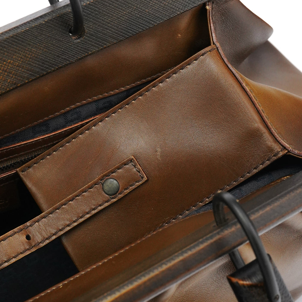 2002 Brown Leather Wood Handle Bag