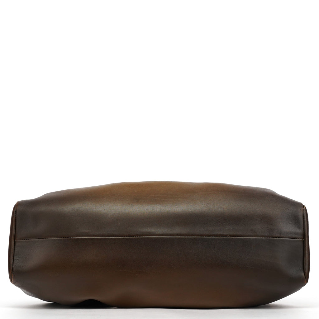 2002 Brown Leather Wood Handle Bag