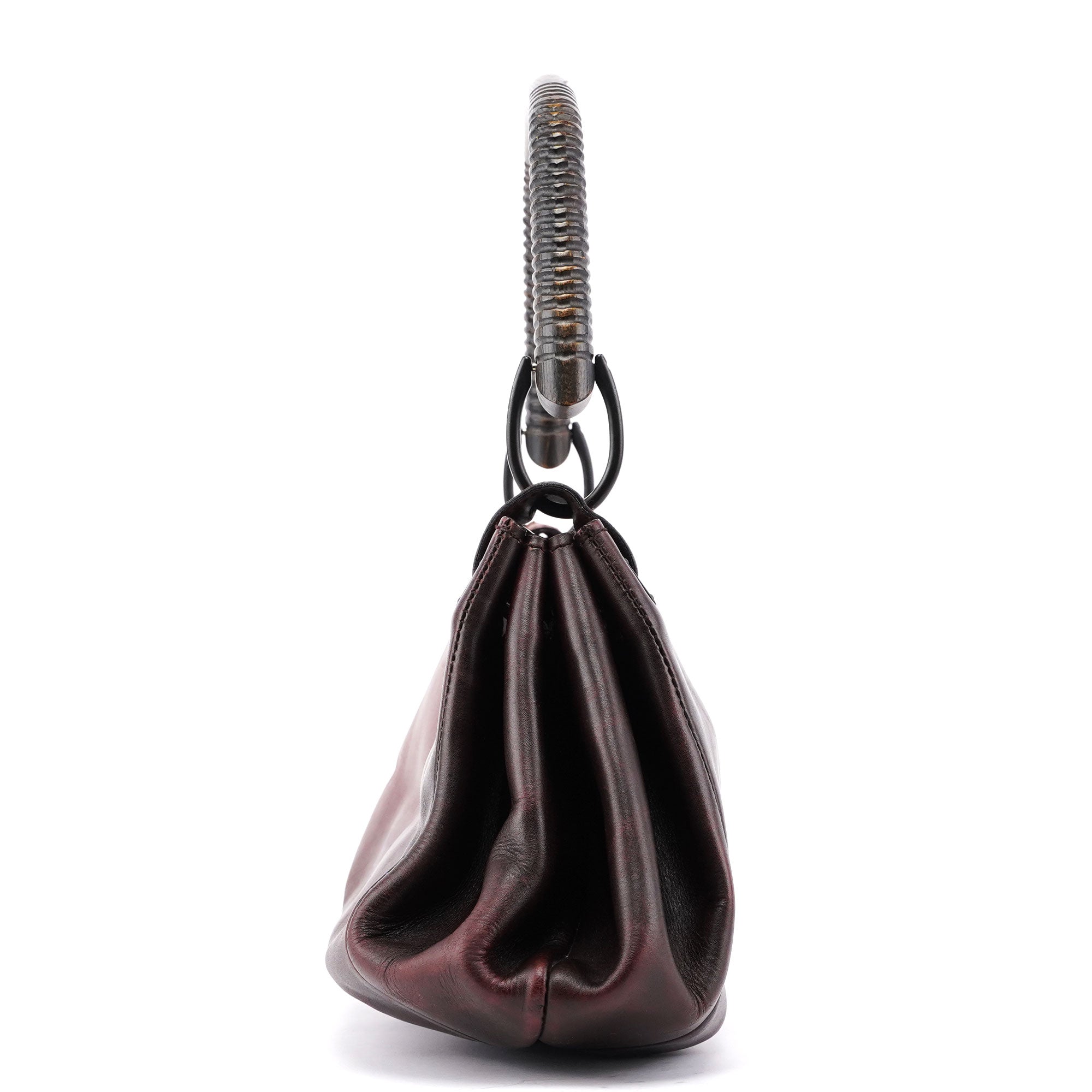 2002 Brown Leather Wood Handle Bag