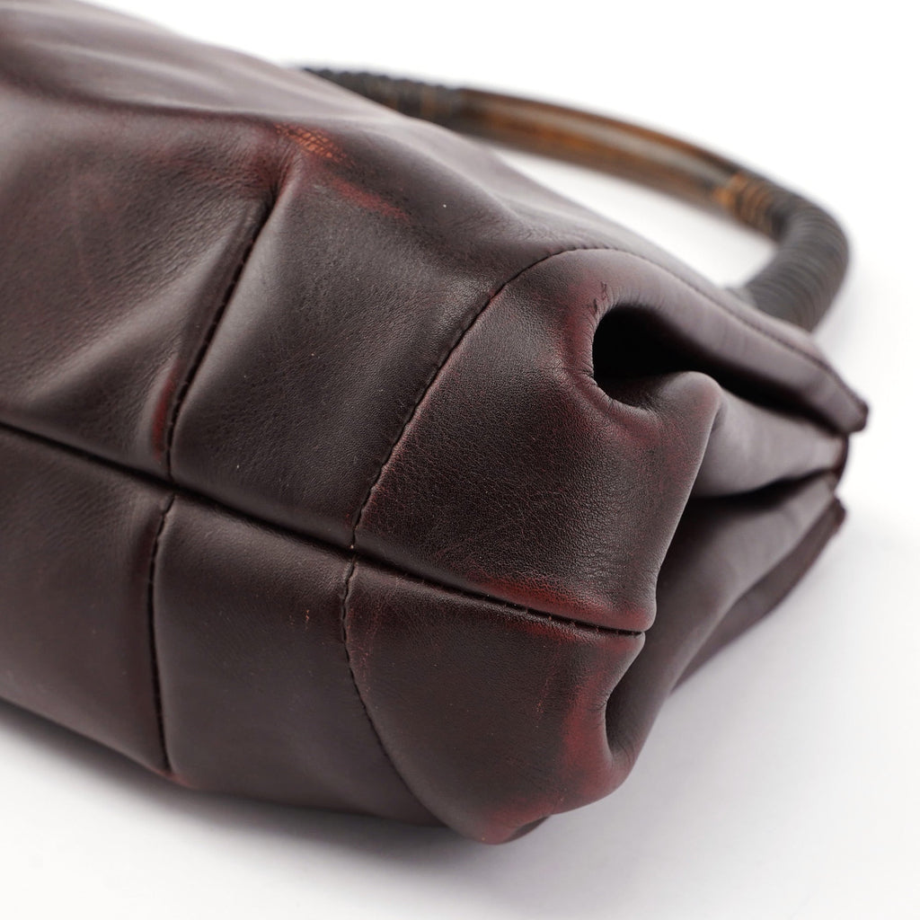 2002 Brown Leather Wood Handle Bag