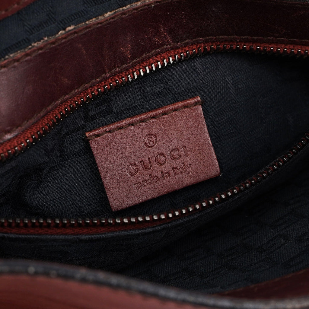 2002 Brown Leather Wood Handle Bag