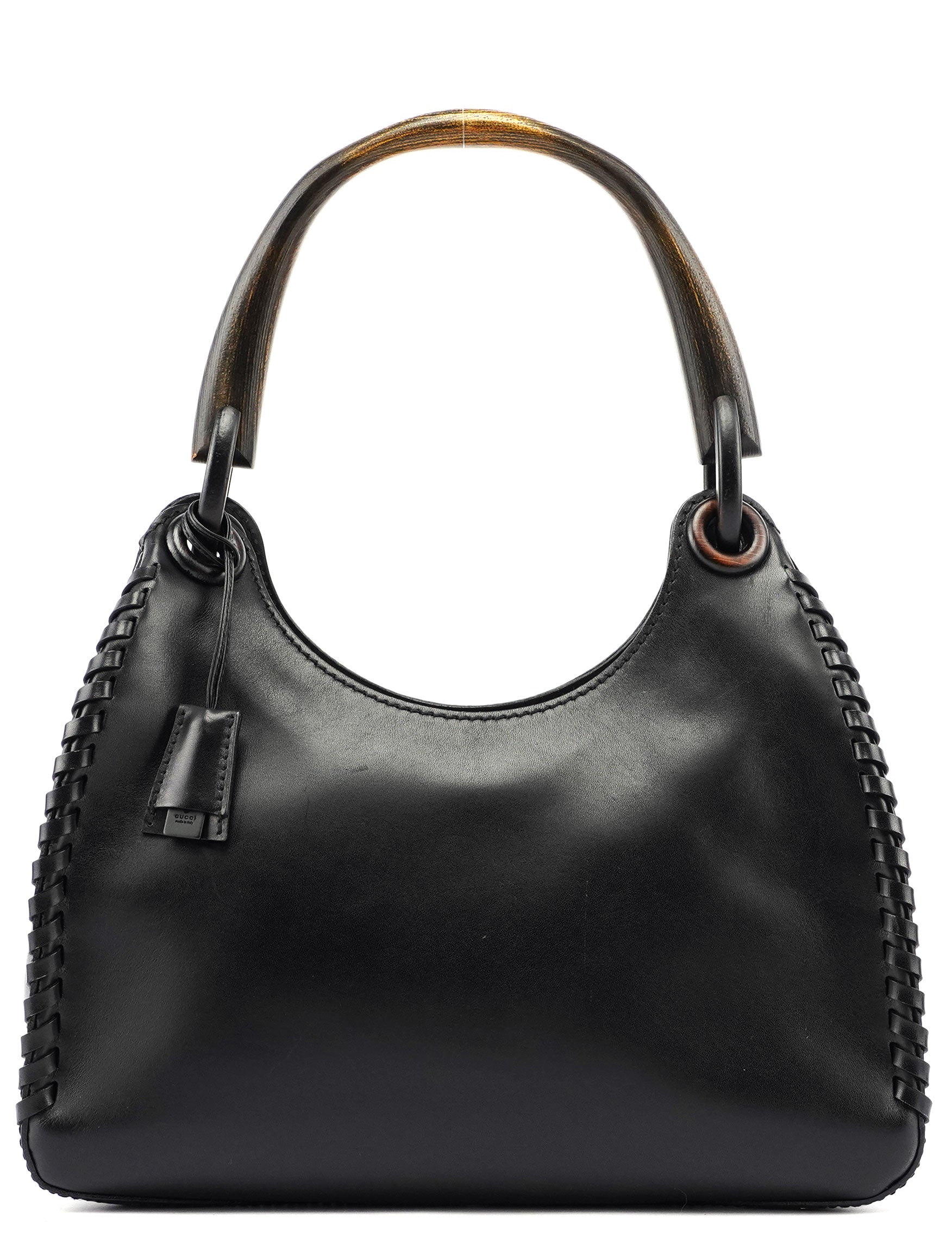 2002 Calfskin Wood Handle Shoulder Bag