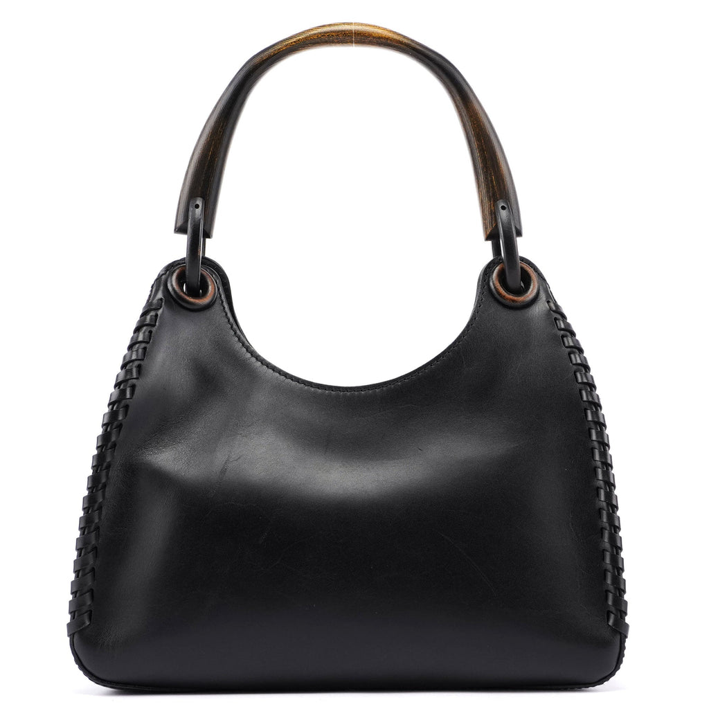 2002 Calfskin Wood Handle Shoulder Bag