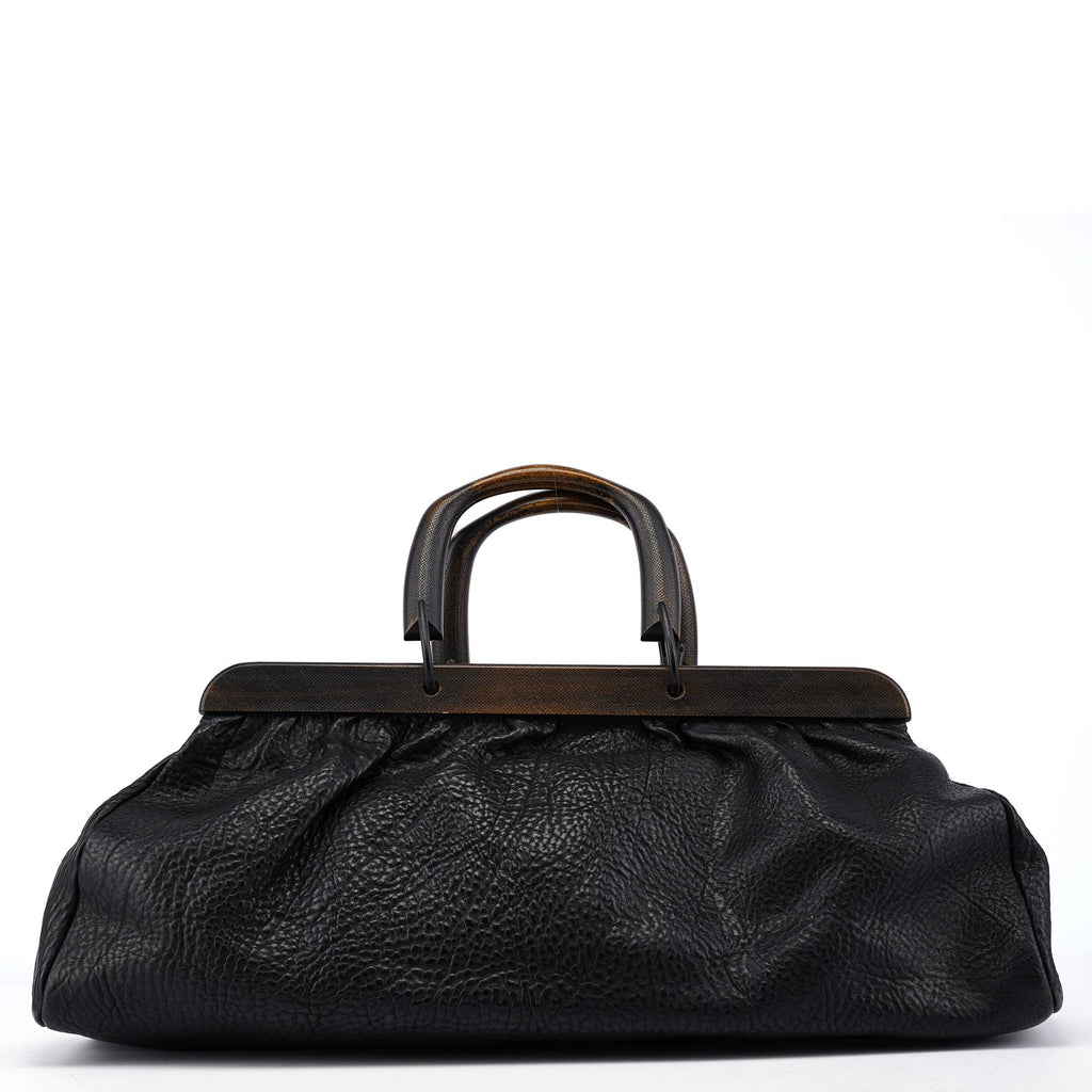2002 Runway Black Bison Leather Doctor Bag