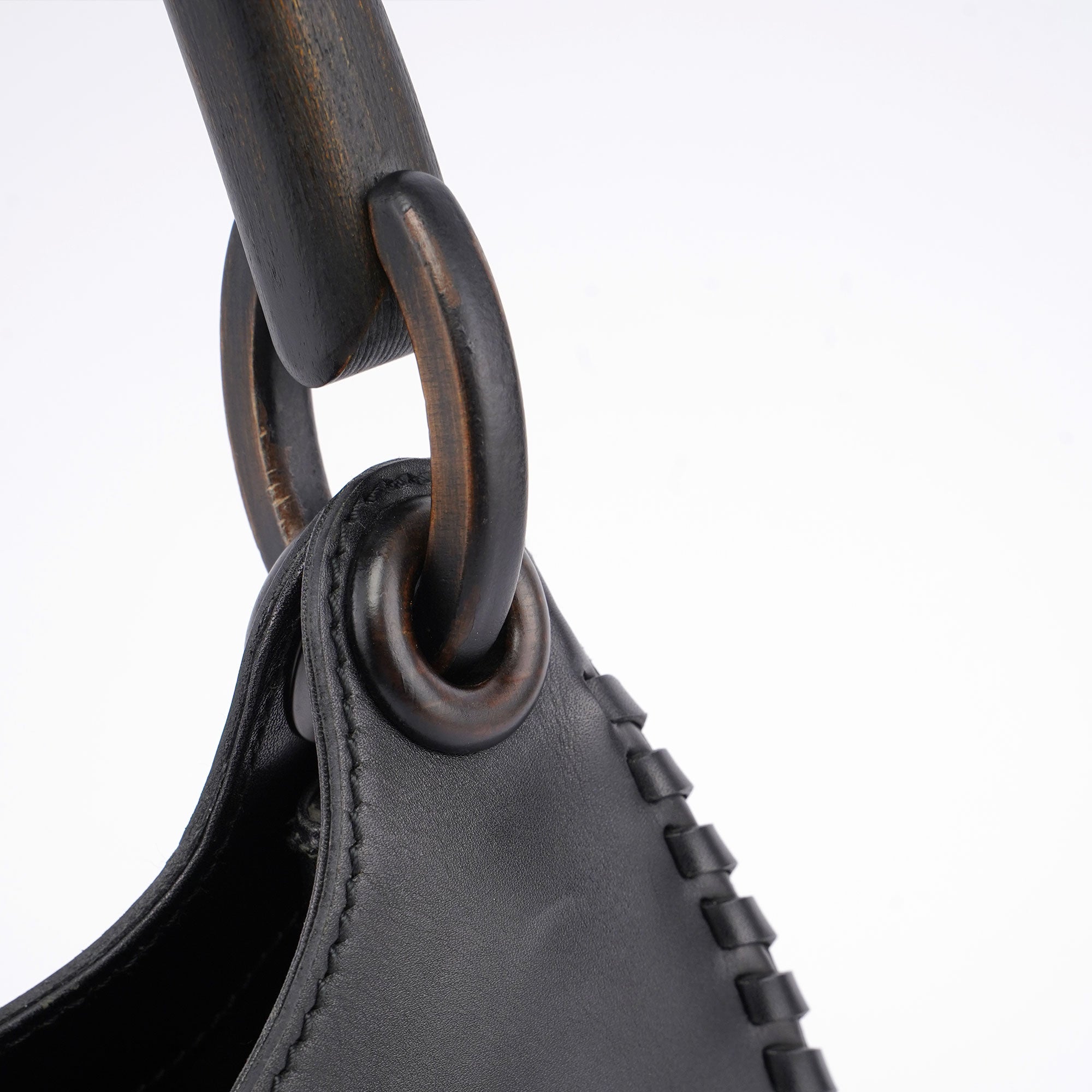 2002 Vitello Wood Handle Shoulder Bag