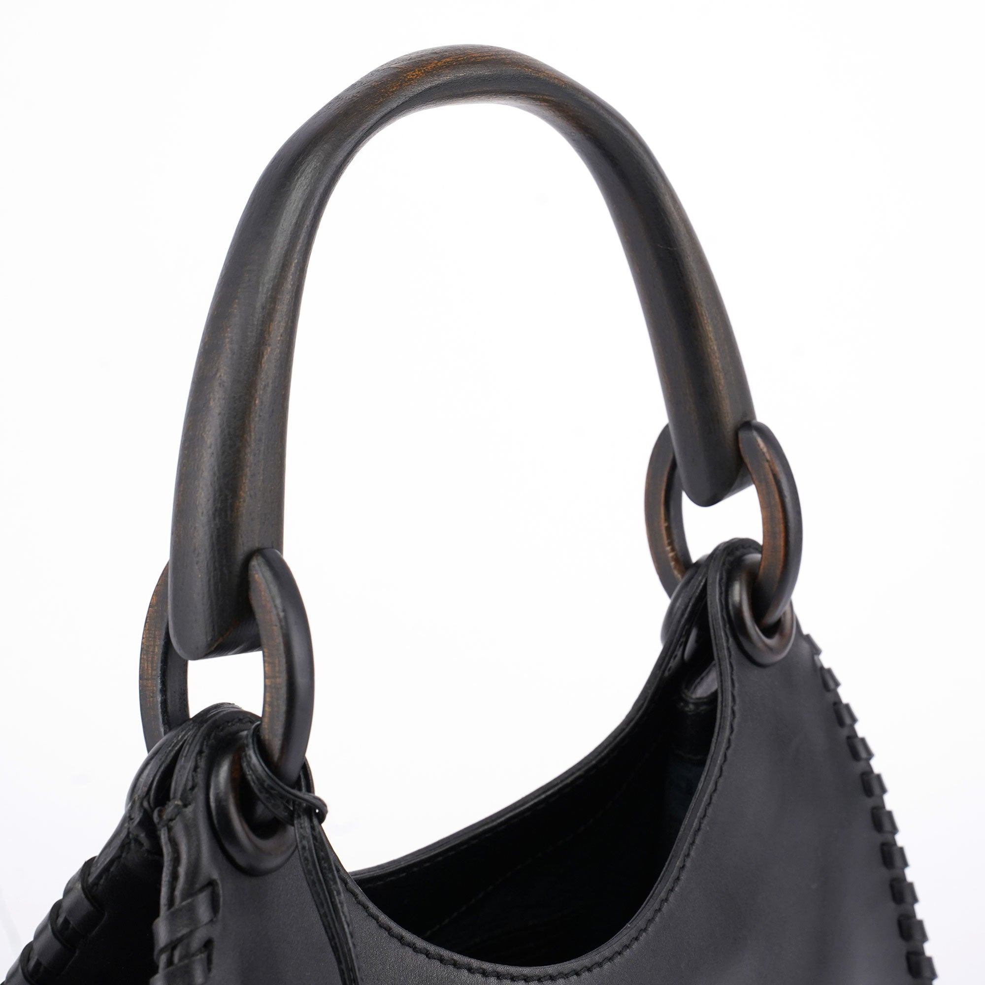 2002 Vitello Wood Handle Shoulder Bag