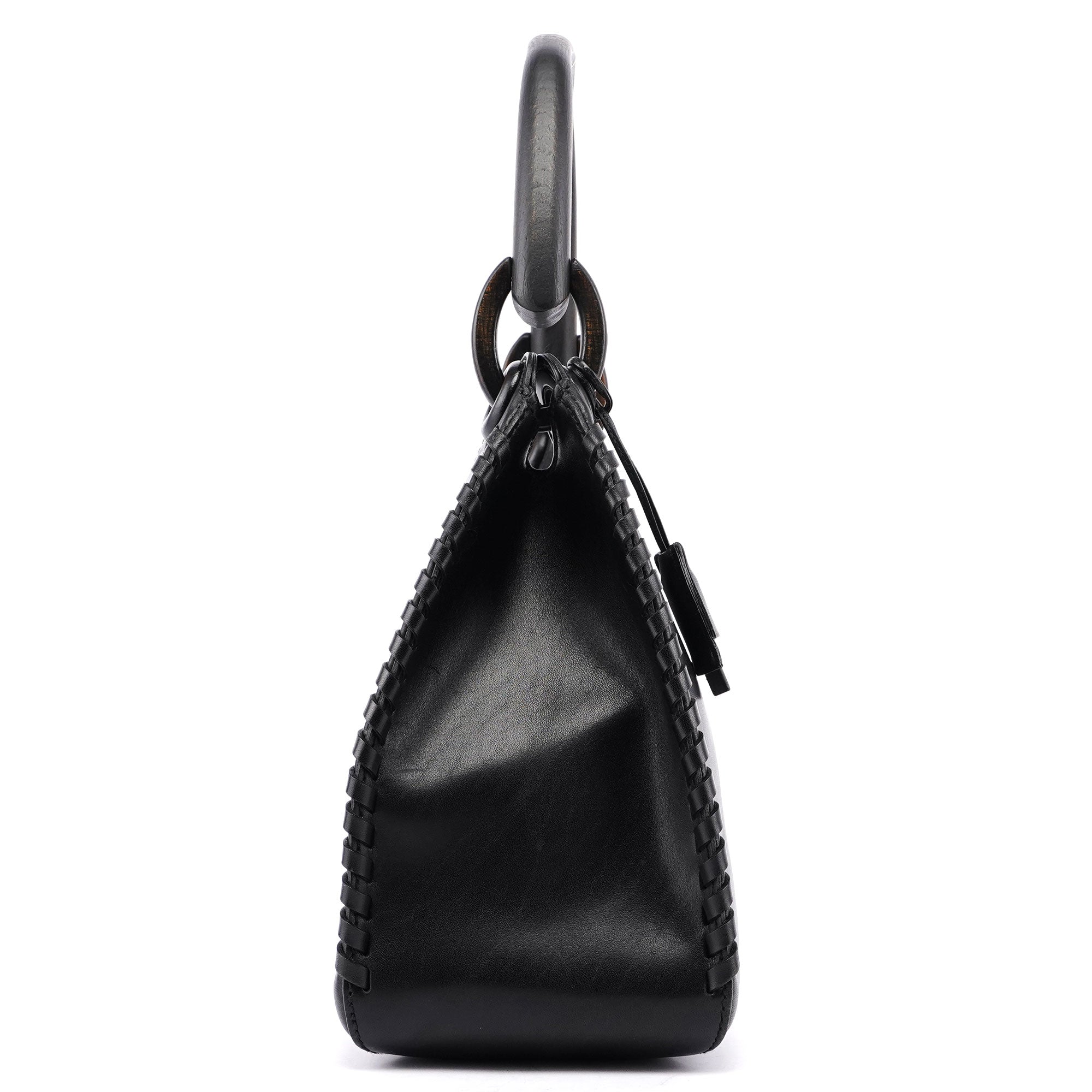 2002 Vitello Wood Handle Shoulder Bag