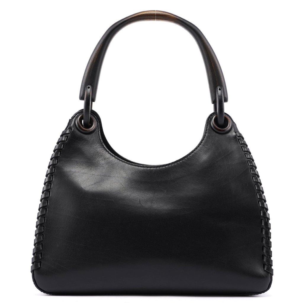 2002 Vitello Wood Handle Shoulder Bag