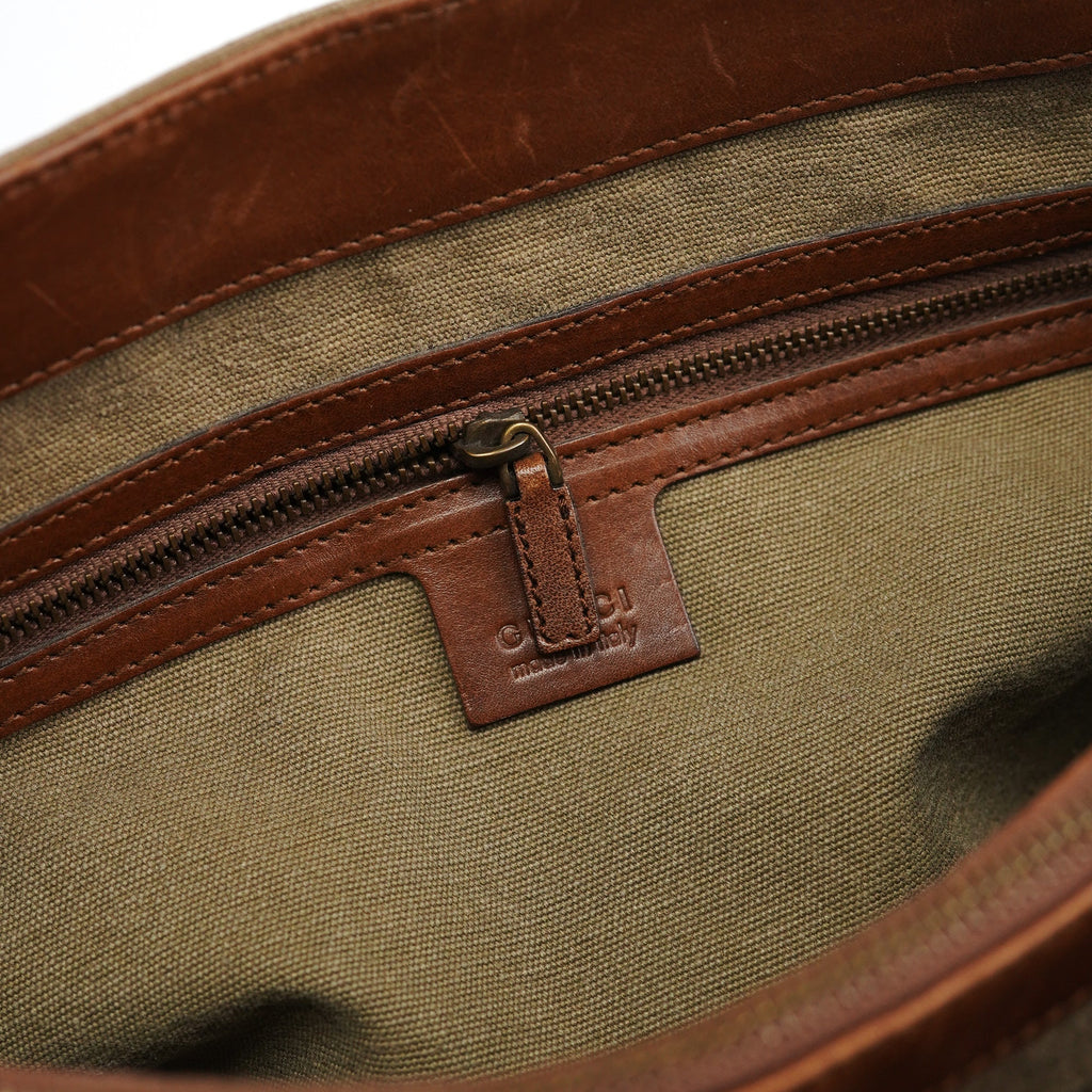 2003 Beige Canvas Bamboo Tote Bag