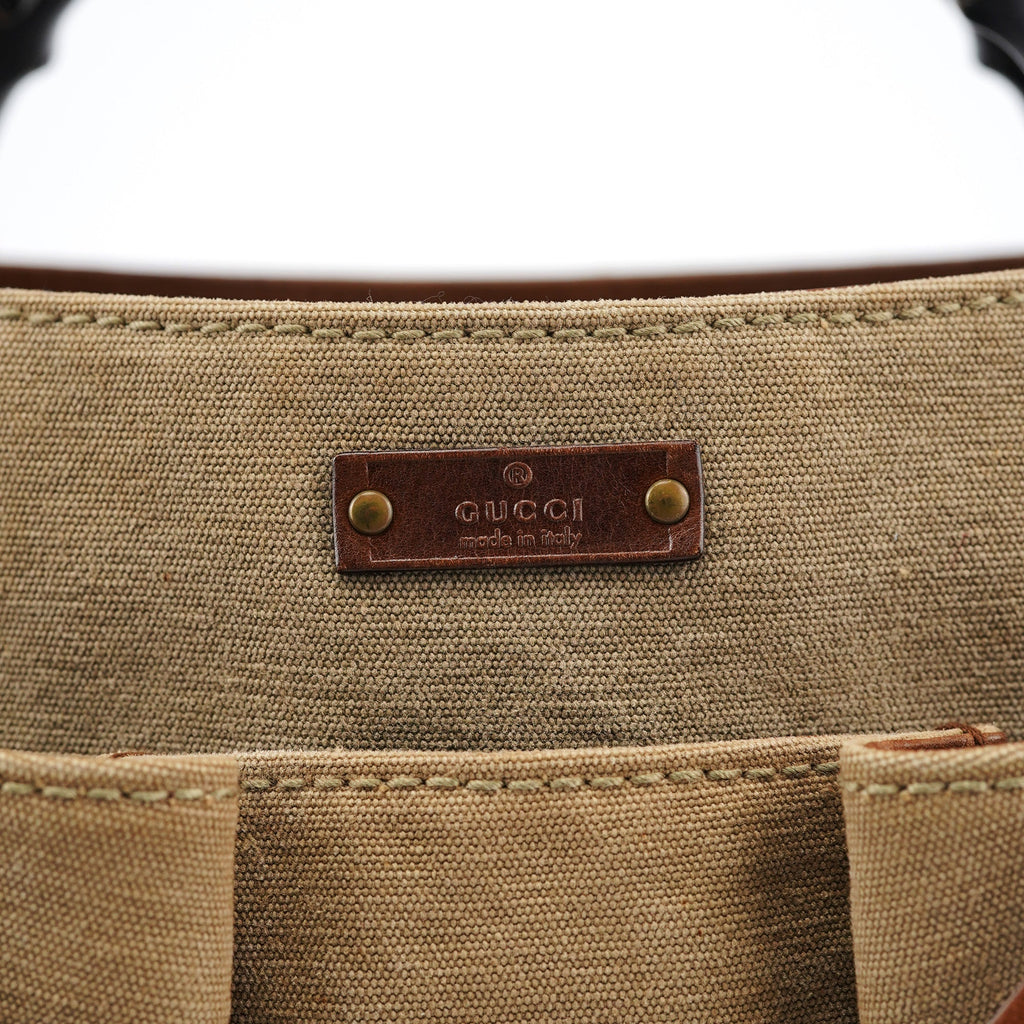 2003 Beige Canvas Bamboo Tote Bag
