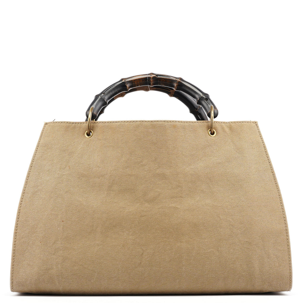 2003 Beige Canvas Bamboo Tote Bag