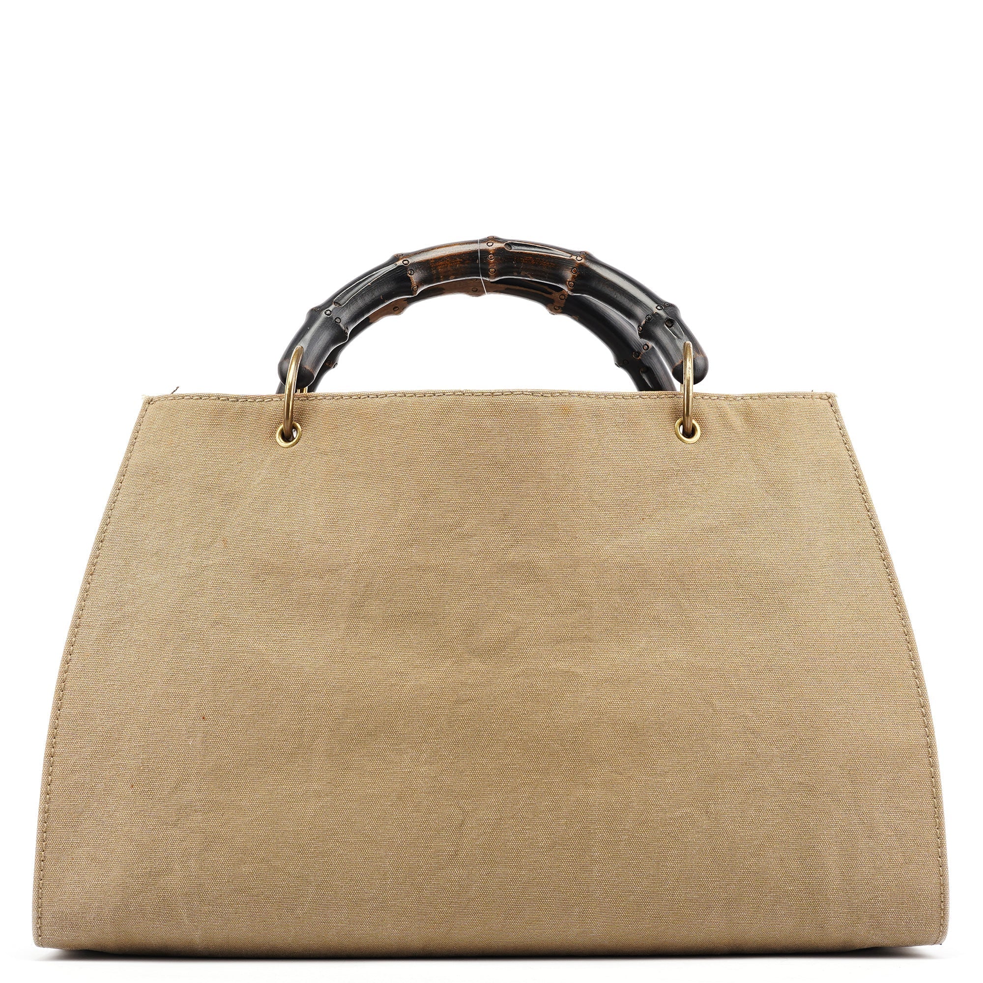2003 Beige Canvas Bamboo Tote Bag