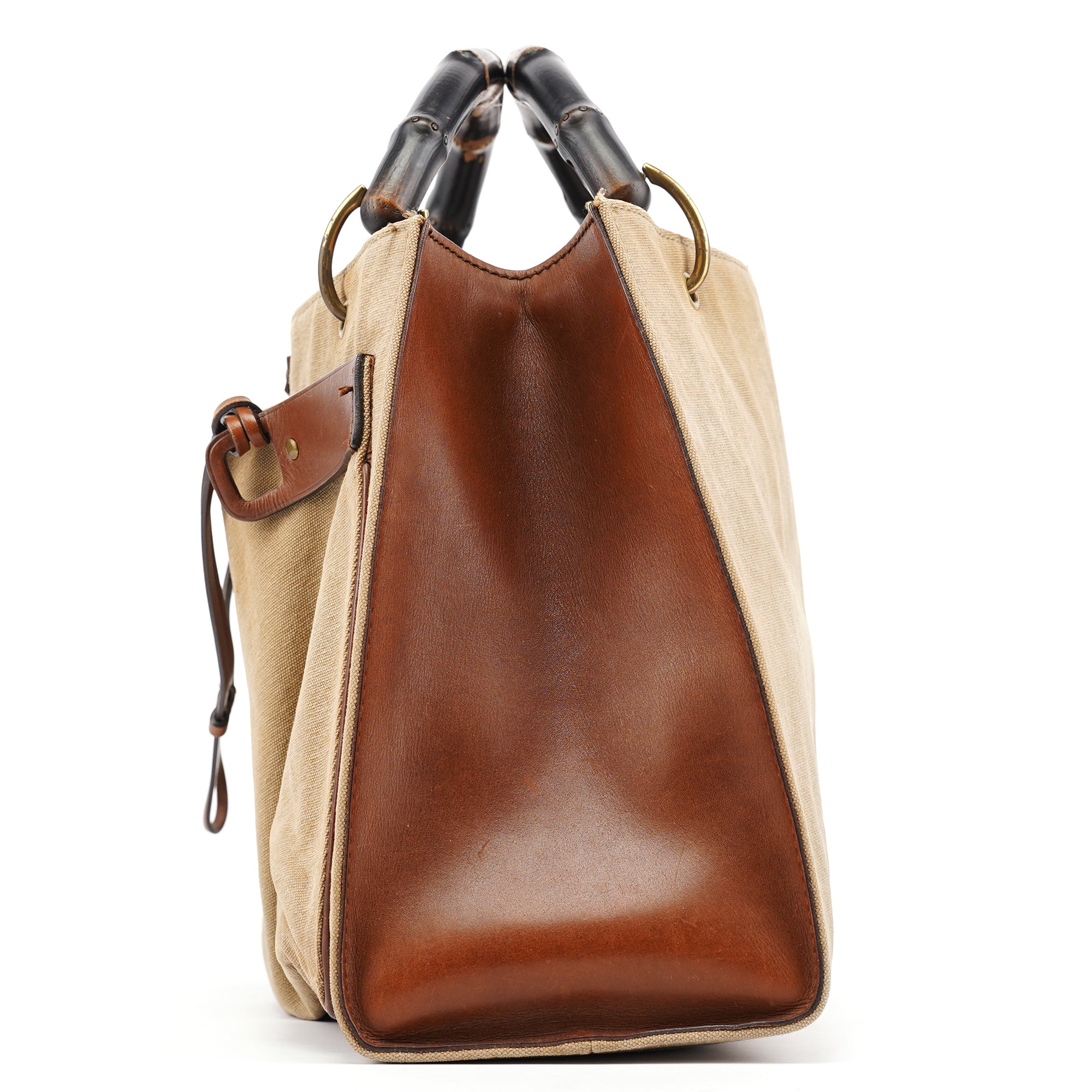 2003 Beige Canvas Bamboo Tote Bag