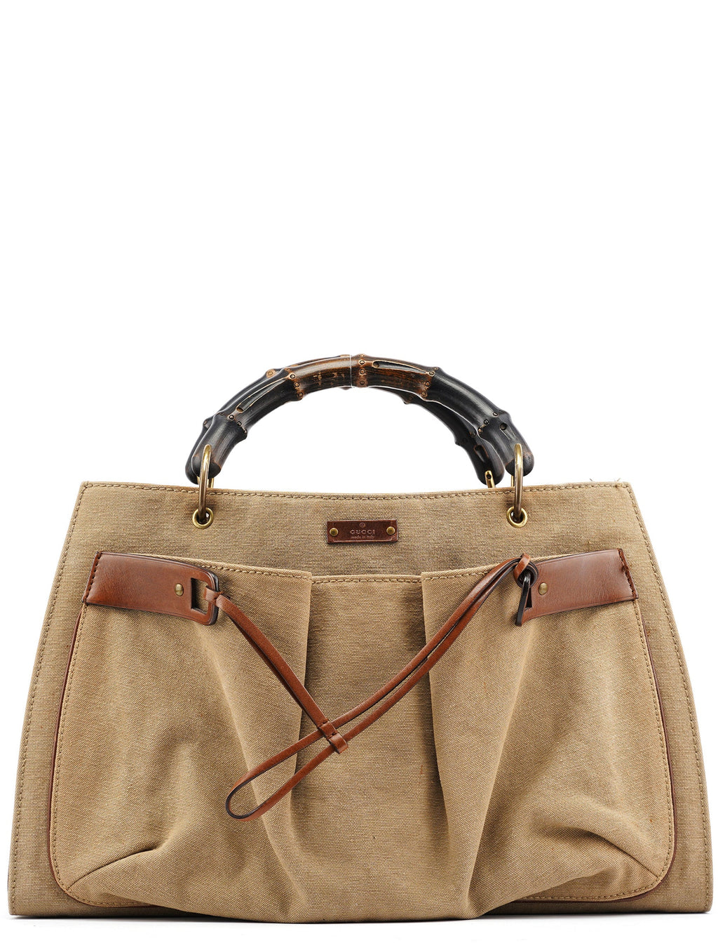 2003 Beige Canvas Bamboo Tote Bag