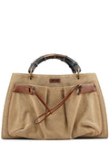 2003 Beige Canvas Bamboo Tote Bag