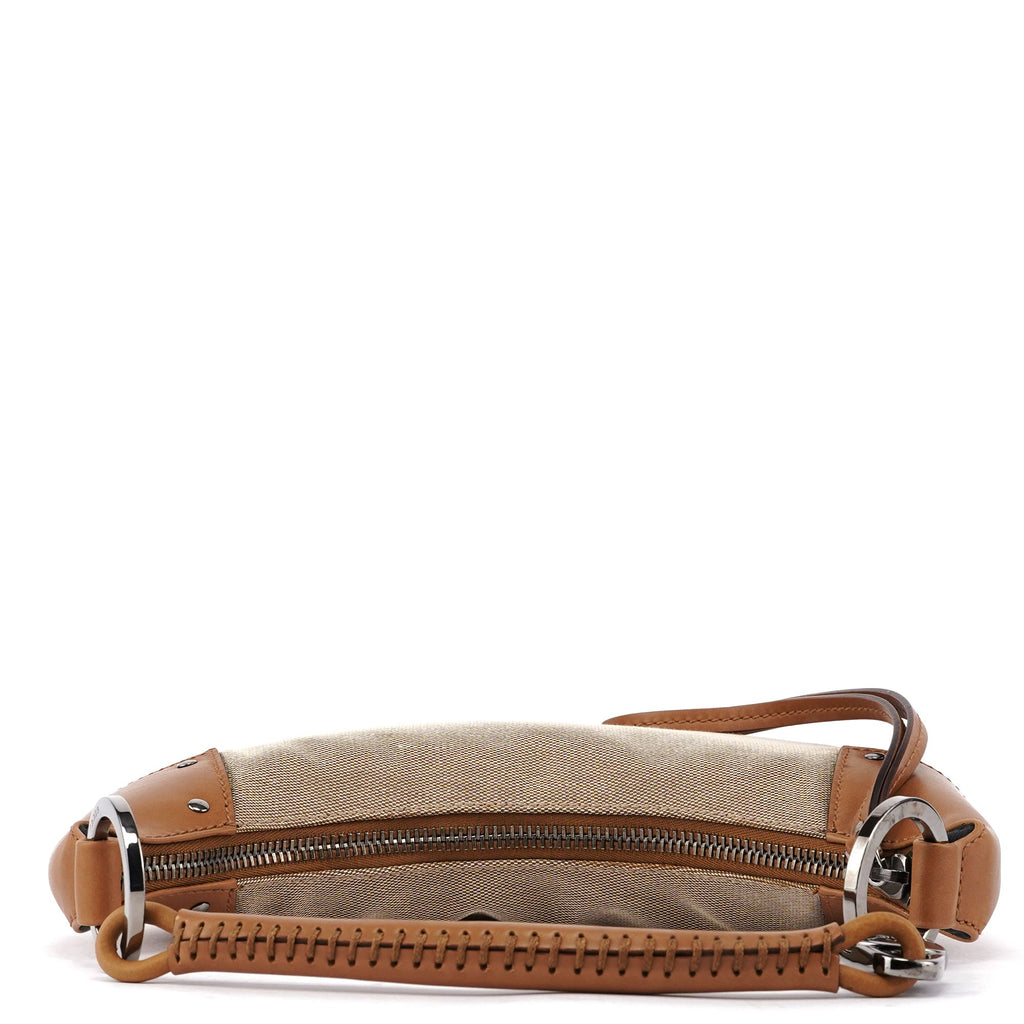 2003 Beige Canvas Round Hobo Shoulder Bag