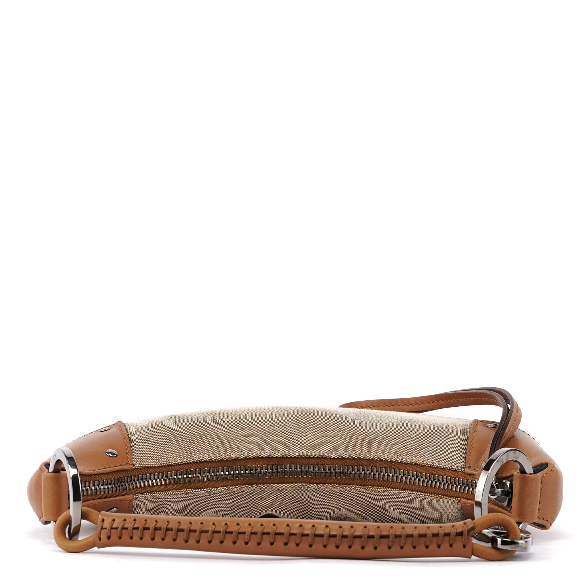 2003 Beige Canvas Round Hobo Shoulder Bag