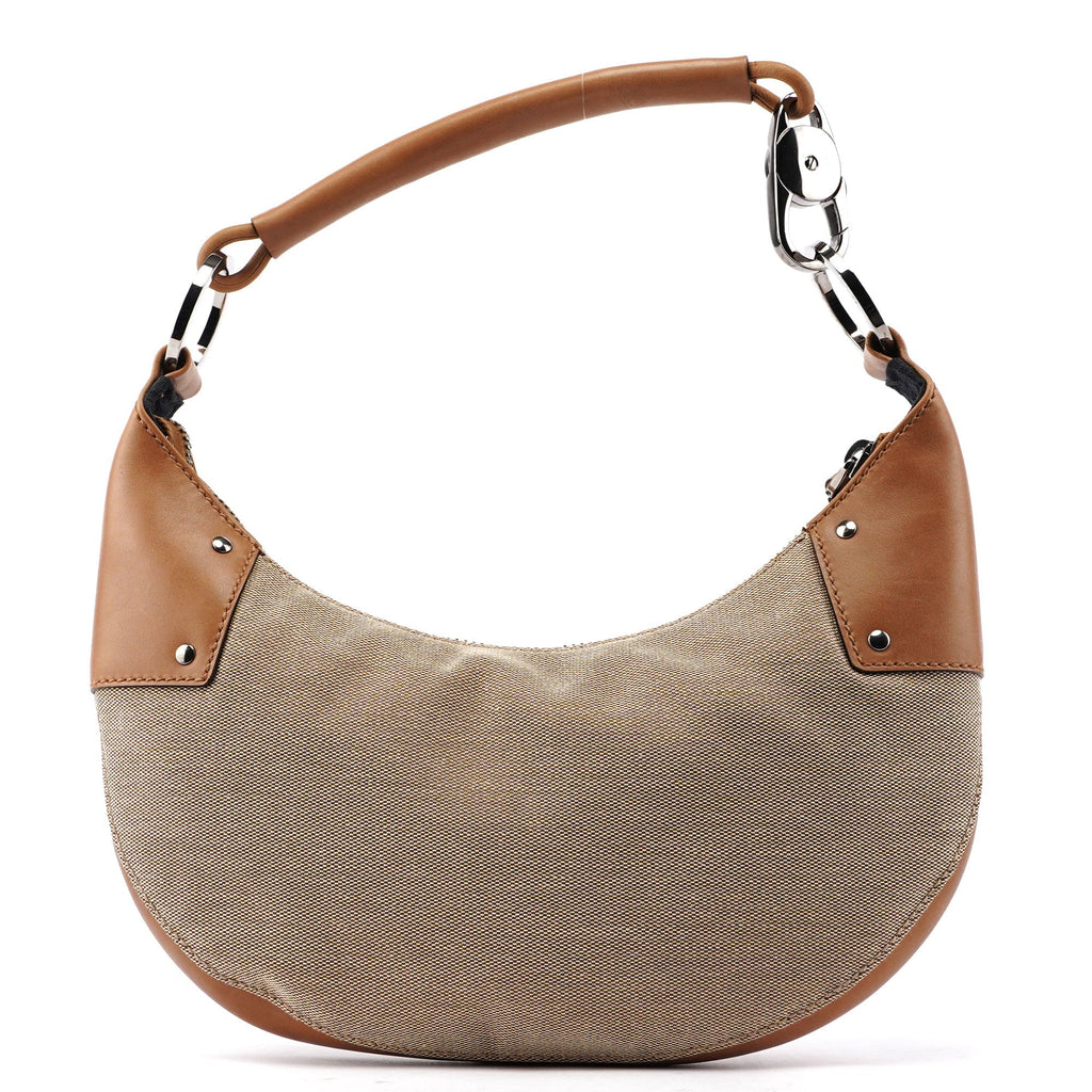 2003 Beige Canvas Round Hobo Shoulder Bag