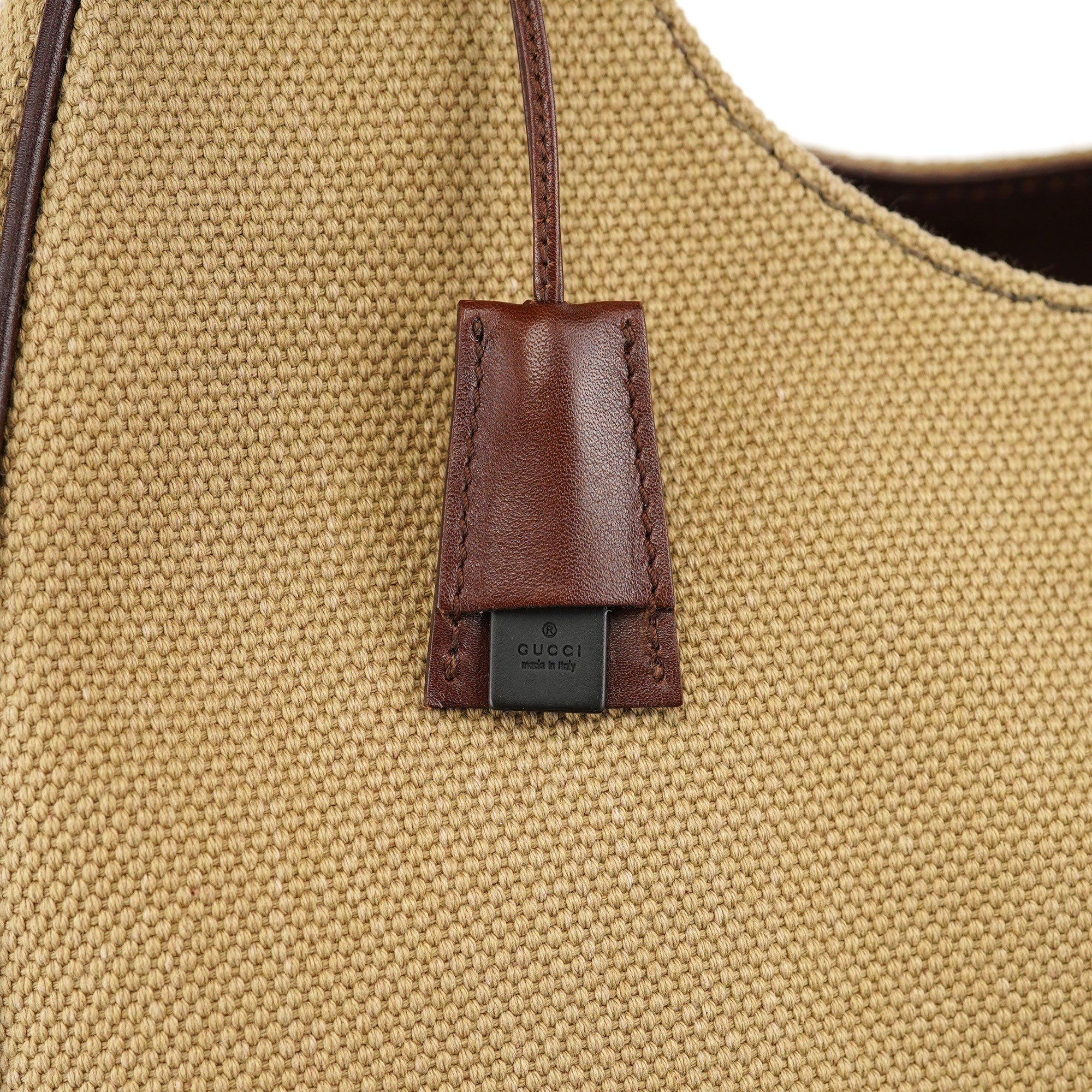 2003 Beige Canvas Wood Handle Shoulder Bag