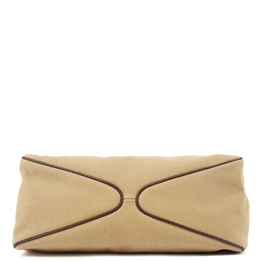 2003 Beige Canvas Wood Handle Shoulder Bag